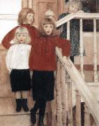 Fernand Khnopff Portrait of the Children of Louis Neve oil painting